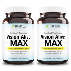 Holistic Health Labs Vision Alive Max bottle side view for eye support.