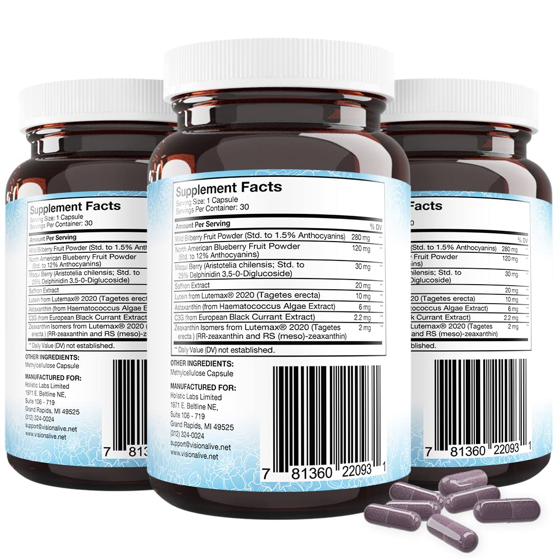 Vision Alive Max box by Holistic Health Labs; premium eye health formulation.