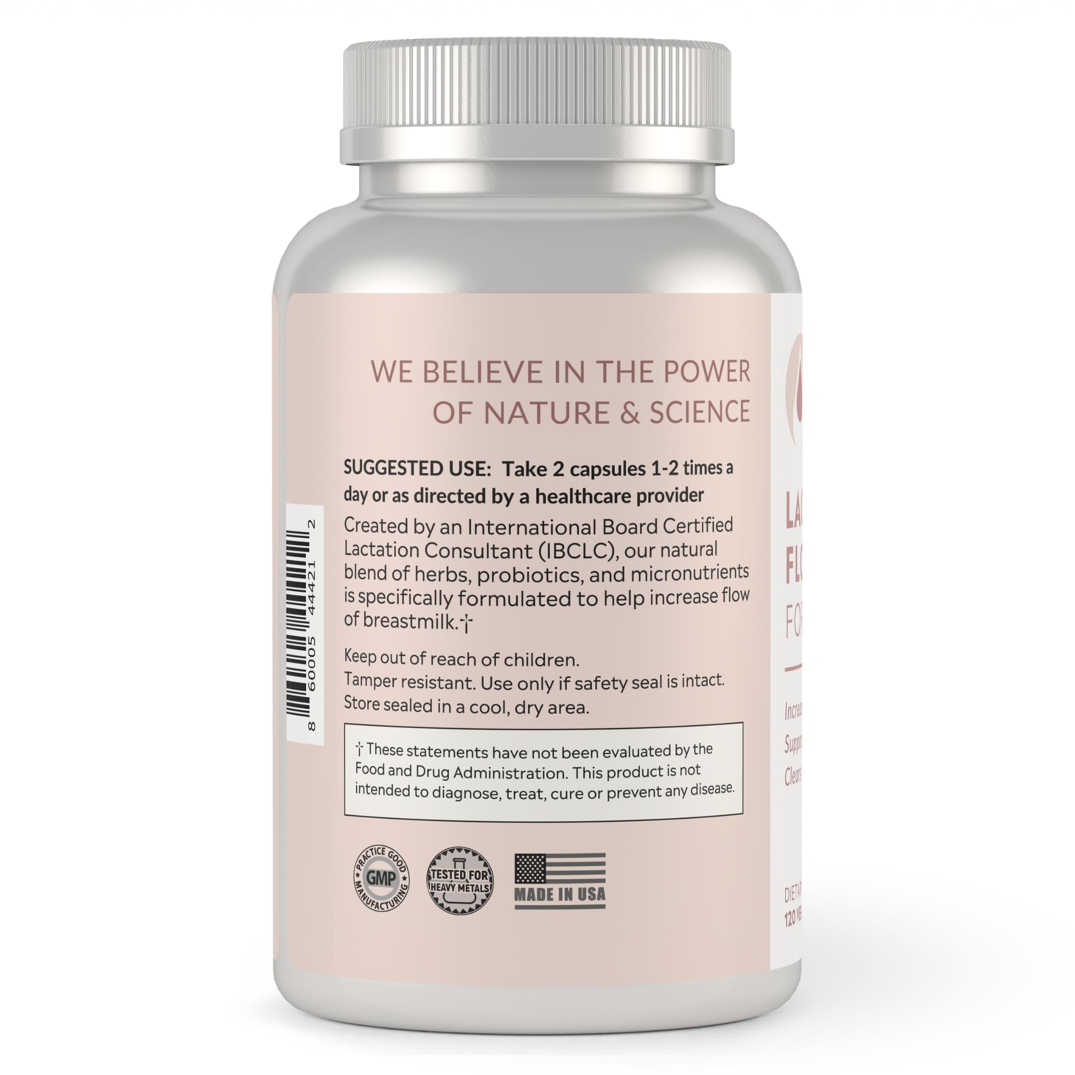 Holistic Lactation Lactation Flow Formula label emphasizing lecithin-free formula