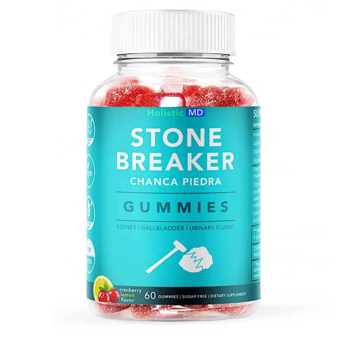 Holistic MD Stone Breaker bottle showcases packaging for convenient urinary system support.