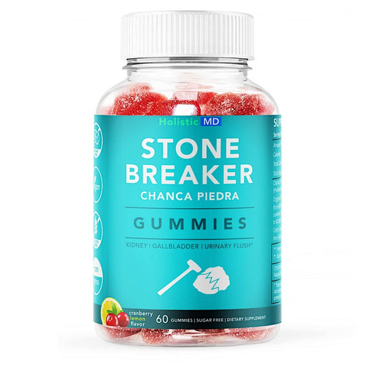 Holistic MD Stone Breaker bottle showcases packaging for convenient urinary system support.