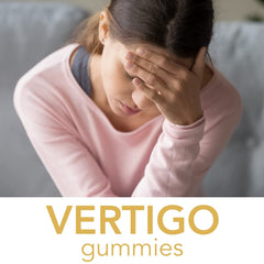 Close-up of Holistic MD Vertigo Gummies showing lemon flavor