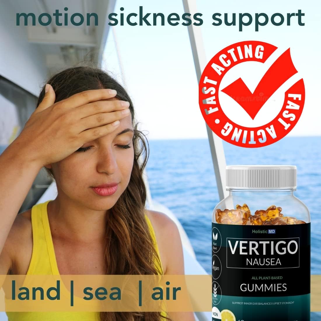 Pouring Holistic MD Vertigo Gummies from the bottle for travel