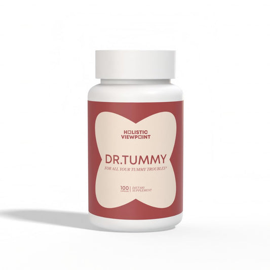 Holistic Viewpoint Dr. Tummy bottle pour supports digestion after meals.