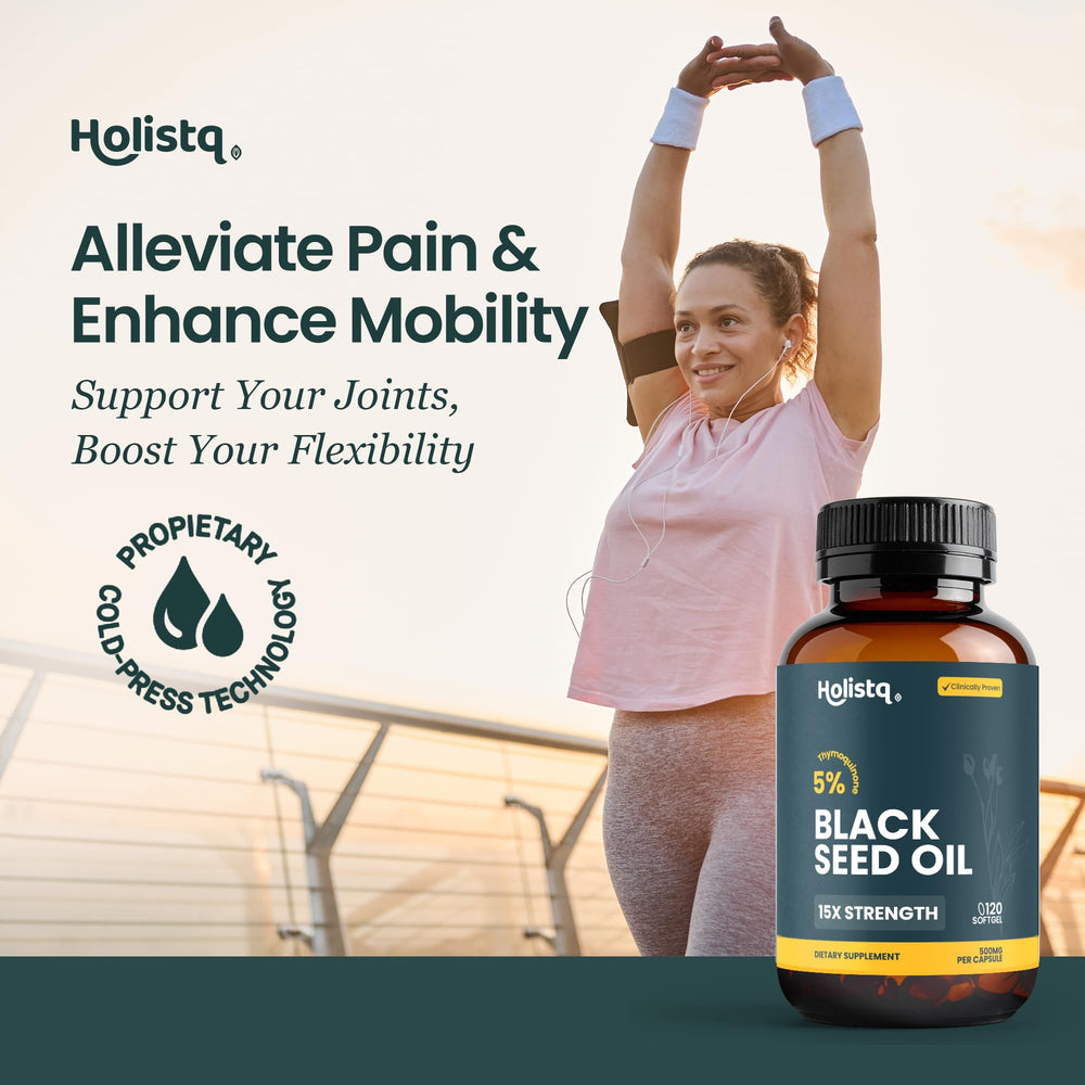 HOLISTQ cognitive-support closeup suggests memory and focus benefits from black seed oil