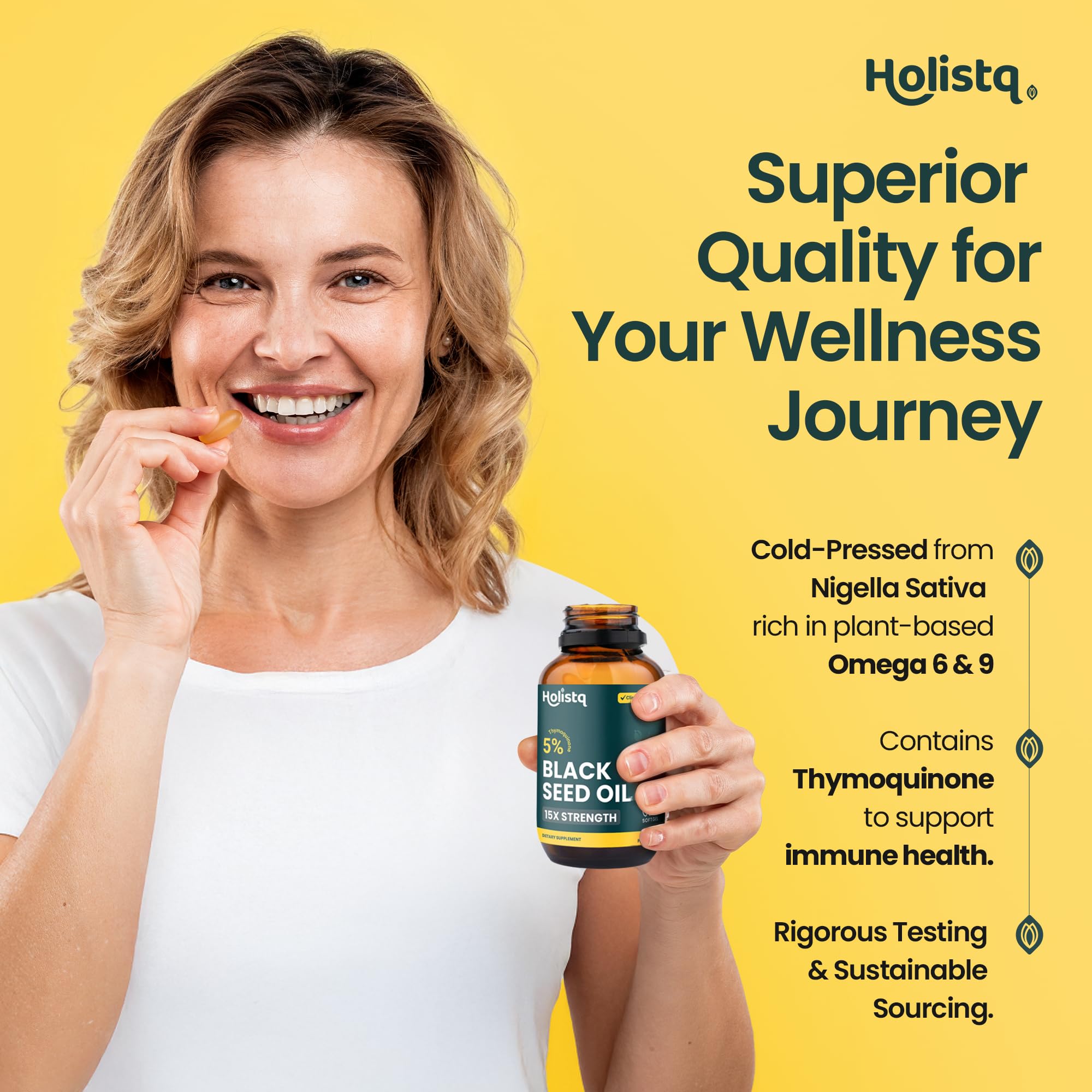 HOLISTQ omega-3-6-9 nutrition panel image highlights essential fatty acids for joint and heart health