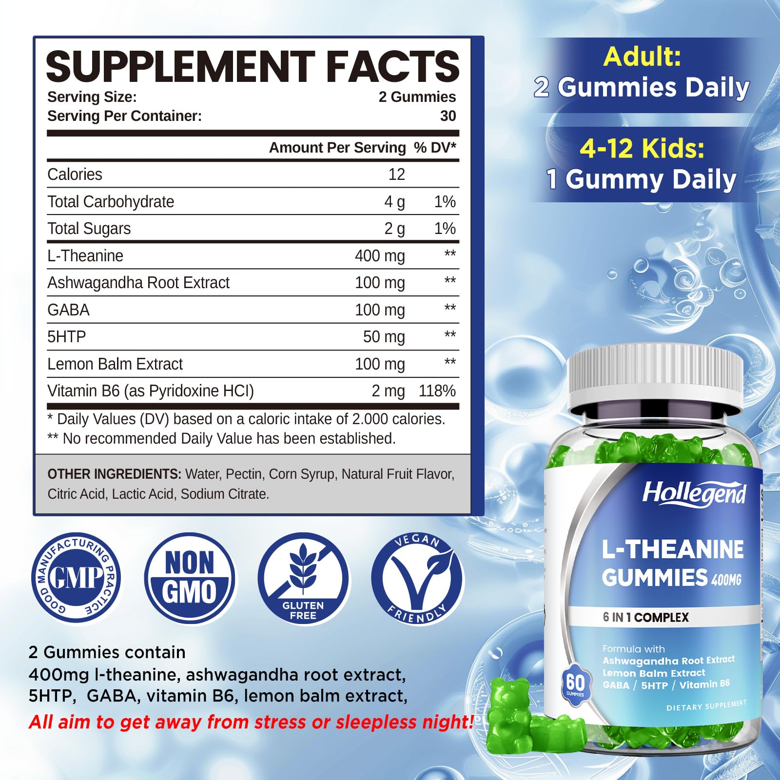 HOLLEGEND two-bottles packaging indicating 120-count supply