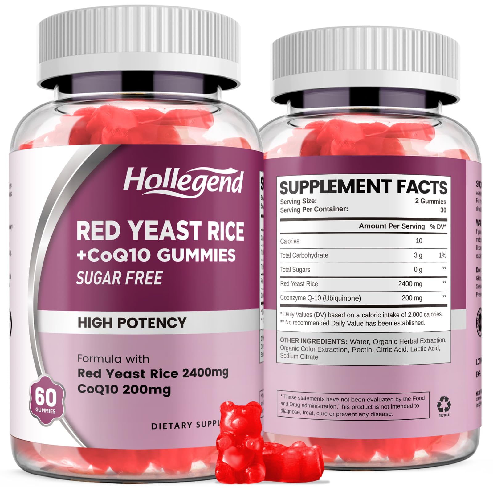 HOLLEGEND Red Yeast Rice with CoQ10 bottle showing heart-health focus