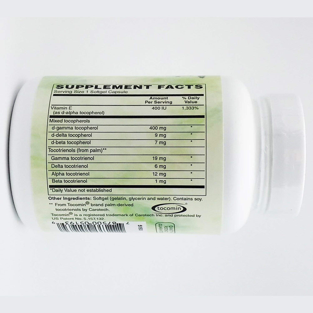Holly Hill Perfect E Compound tocotrienols image highlighting Tocomin for broad antioxidant support.