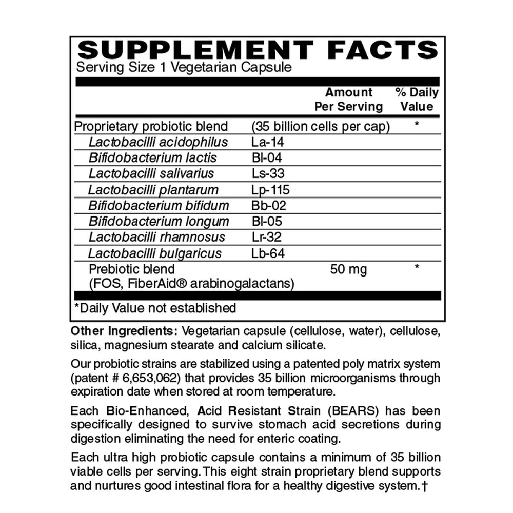 Holly Hill Prebiotic Fortified Capsules show added prebiotics for gut-friendly nourishment.