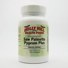 Holly Hill Saw Palmetto Pygeum Plus softgels bottle for potential prostate support