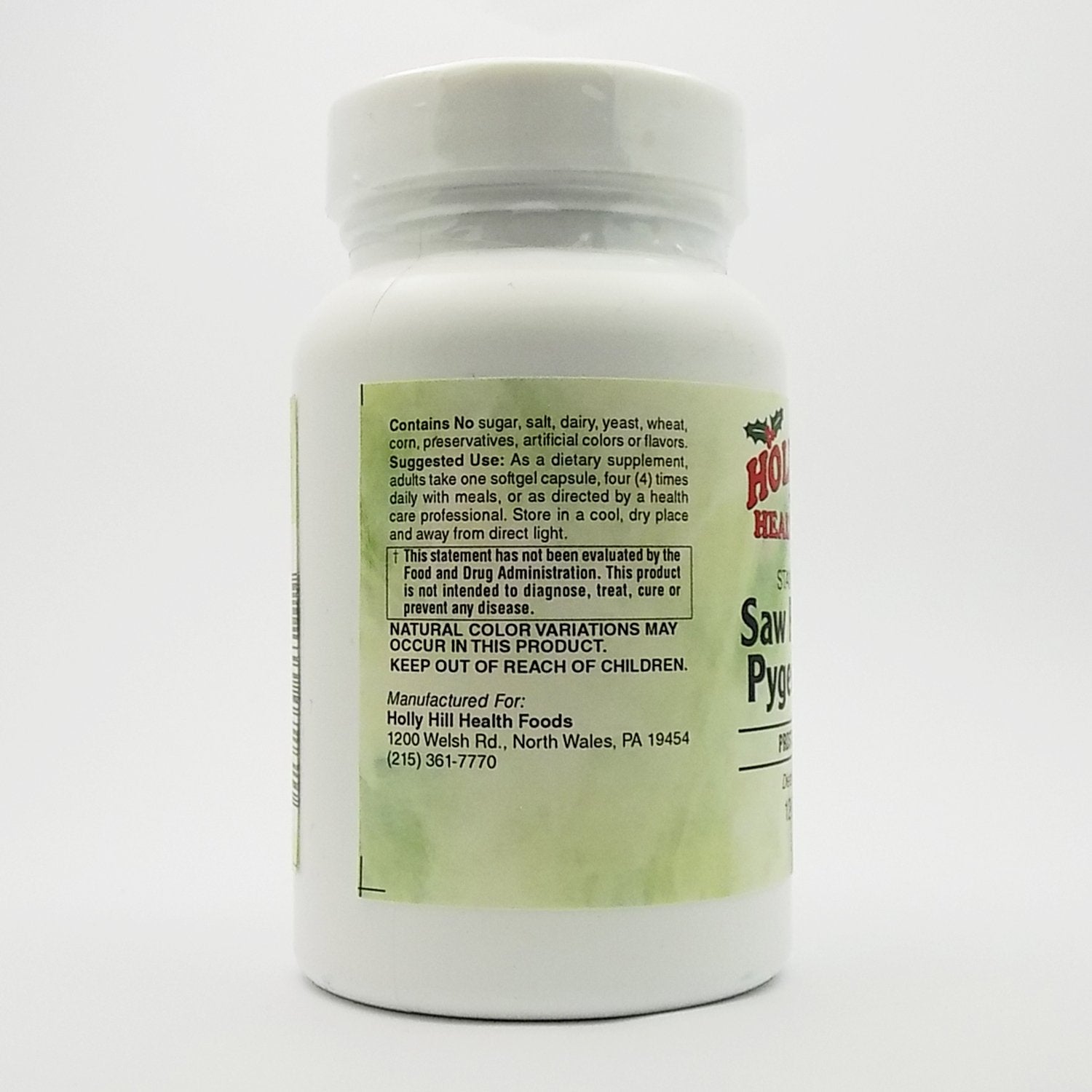 Holly Hill Saw Palmetto Pygeum Plus softgels pour for everyday wellness routine