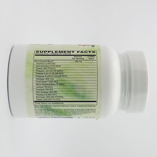Holly Hill Ultra Veggie Enzymes capsules closeup showing vegan formula for protein and carbohydrate digestion.