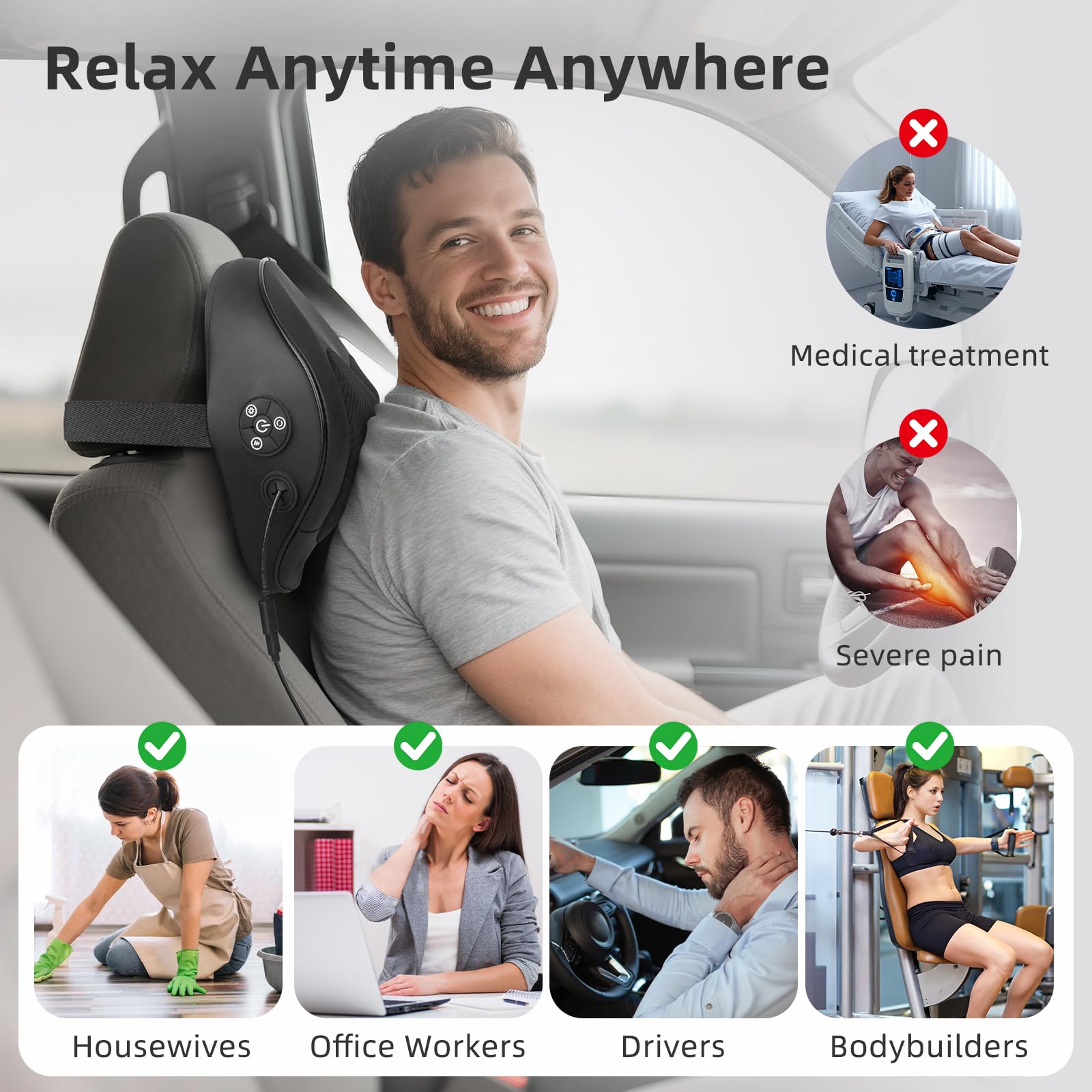 Holniva compact design fits on car headrest for quick comfort