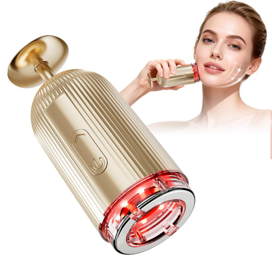 Holsn Face Massager Tool in rose gold front view improves absorption and gentle lifting