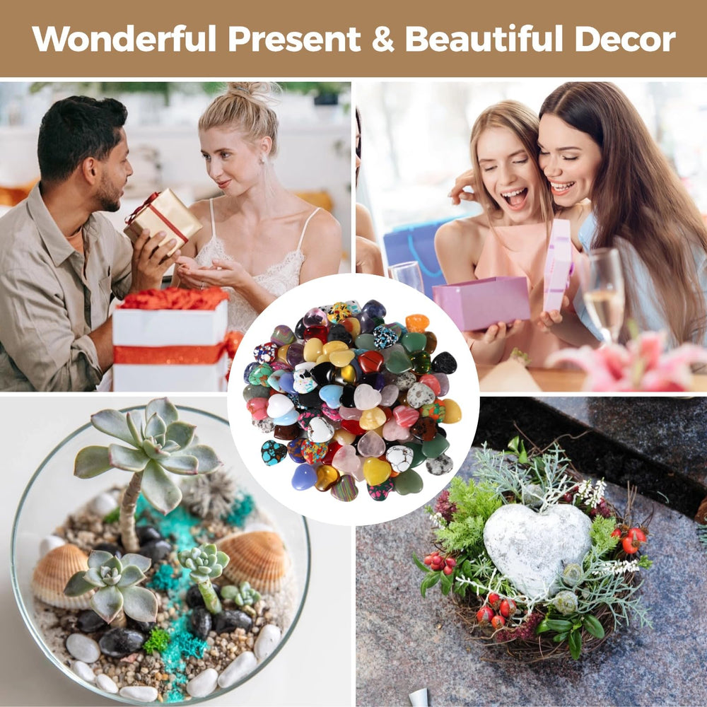 Homaisson heart stones decor in trays or terrariums, charming nature-inspired accents.
