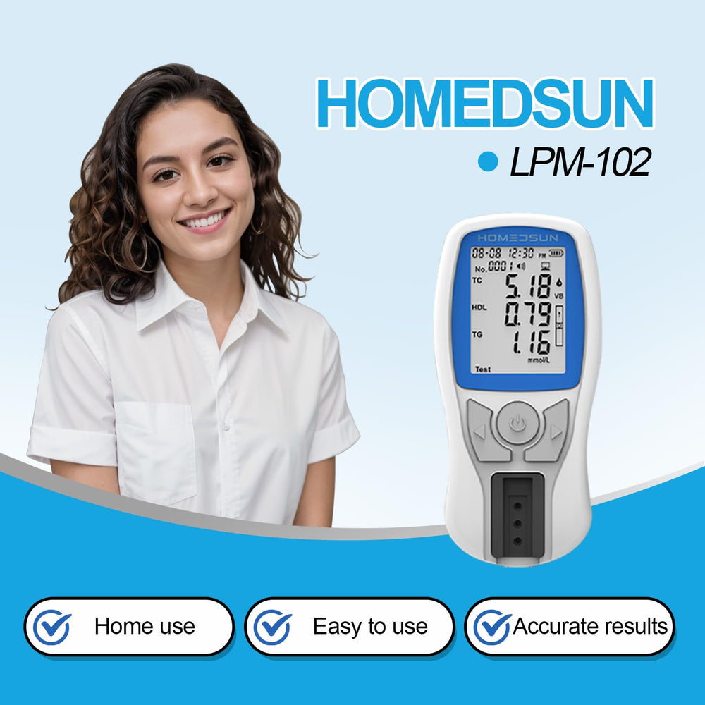 HOMEDSUN HSLPM-102 test strips close-up for quick lipid analysis