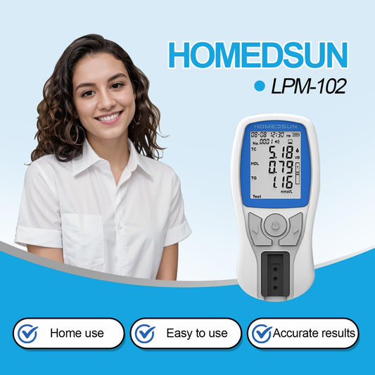 HOMEDSUN HSLPM-102 test strips close-up for quick lipid analysis