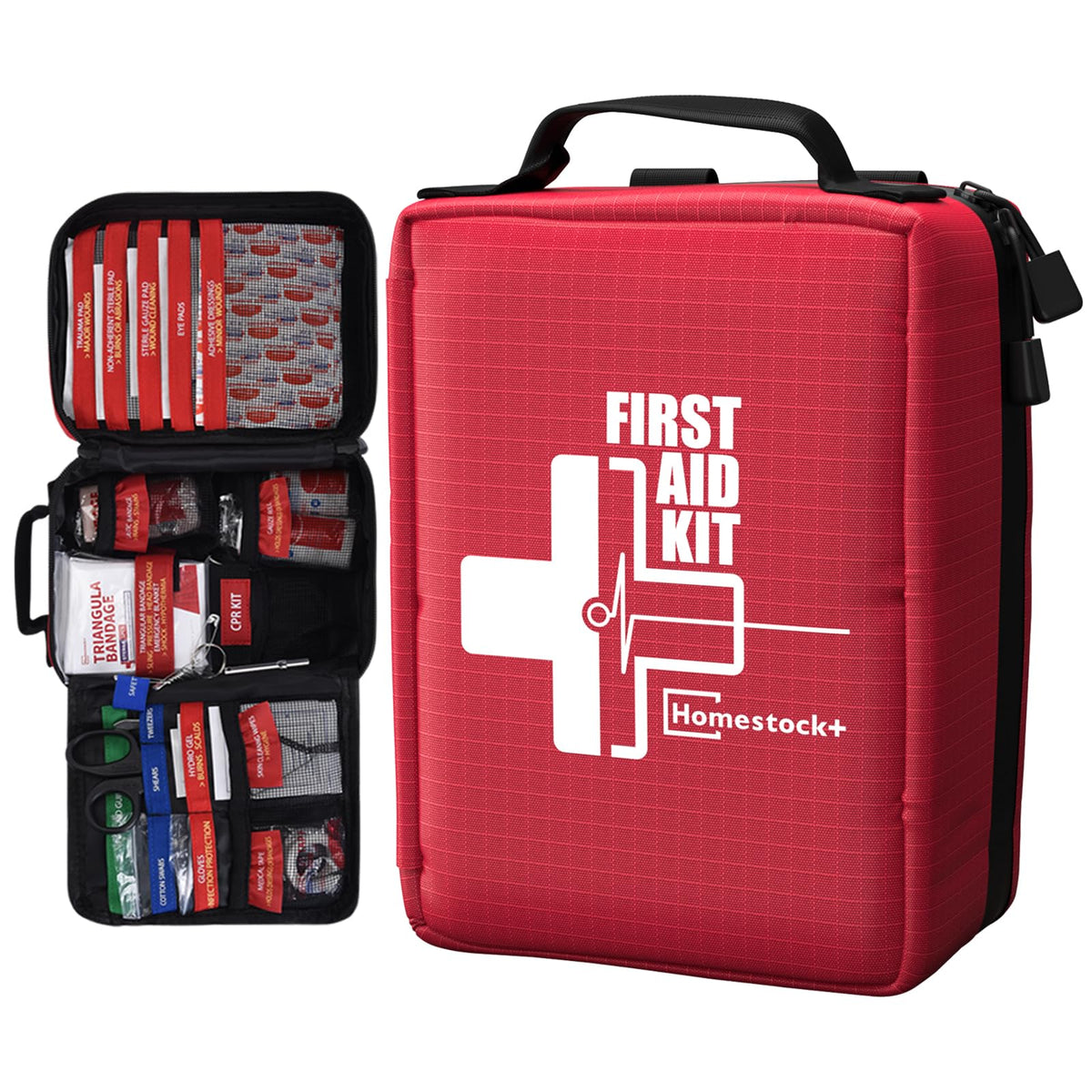 Homestockplus compact first-aid kit with labelled compartments for quick access