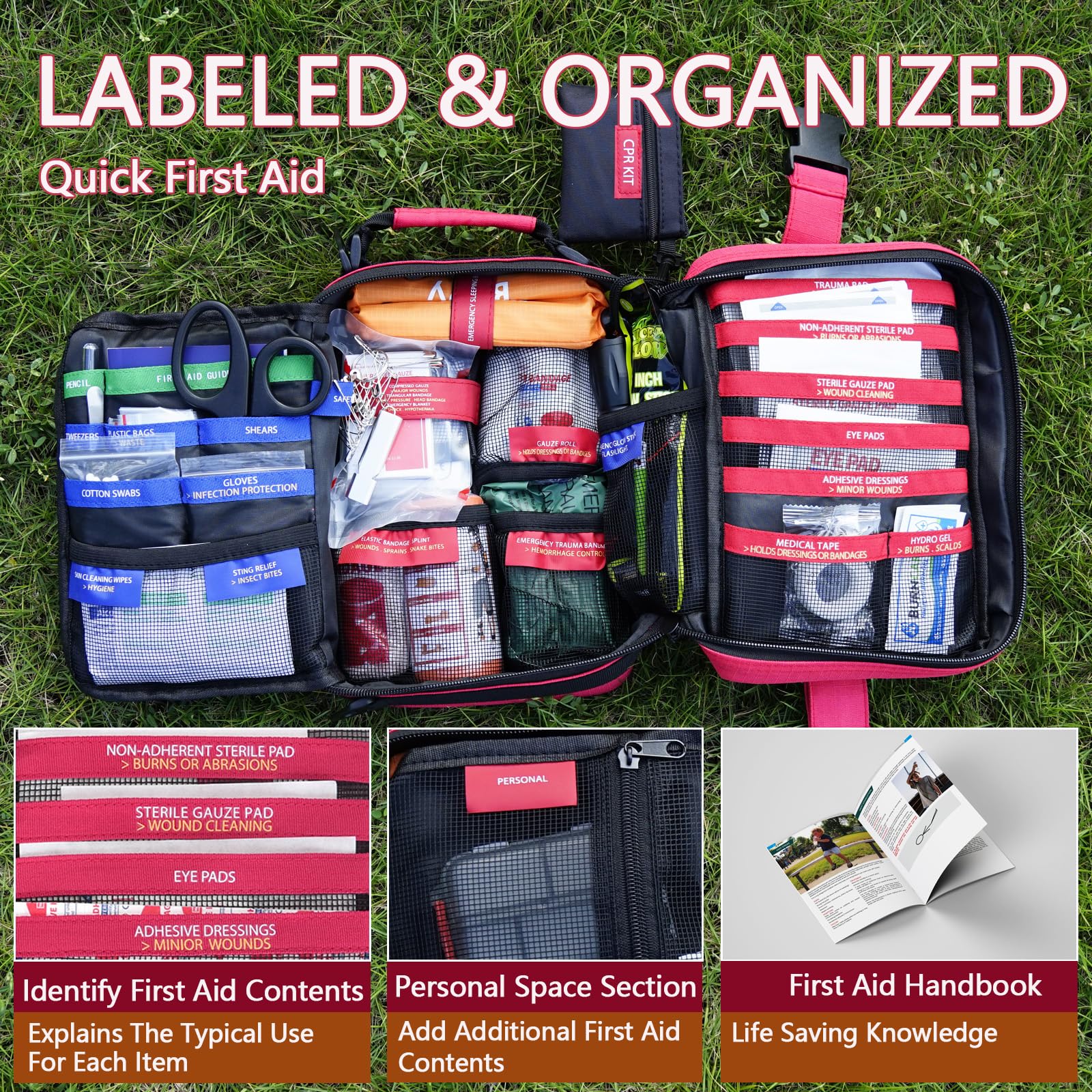 Homestockplus Advanced First Aid Kit with labelled compartments for fast item identification.