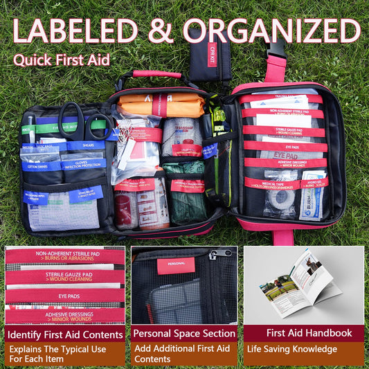Homestockplus Advanced First Aid Kit with labelled compartments for fast item identification.