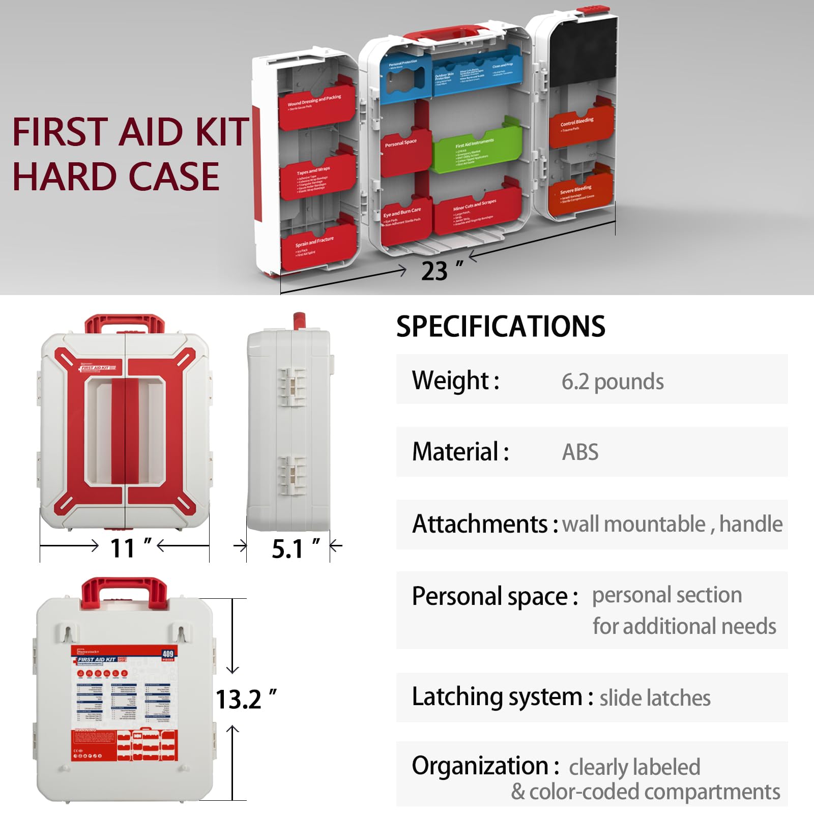 Homestockplus large 408-piece first aid kit interior compartments for organization