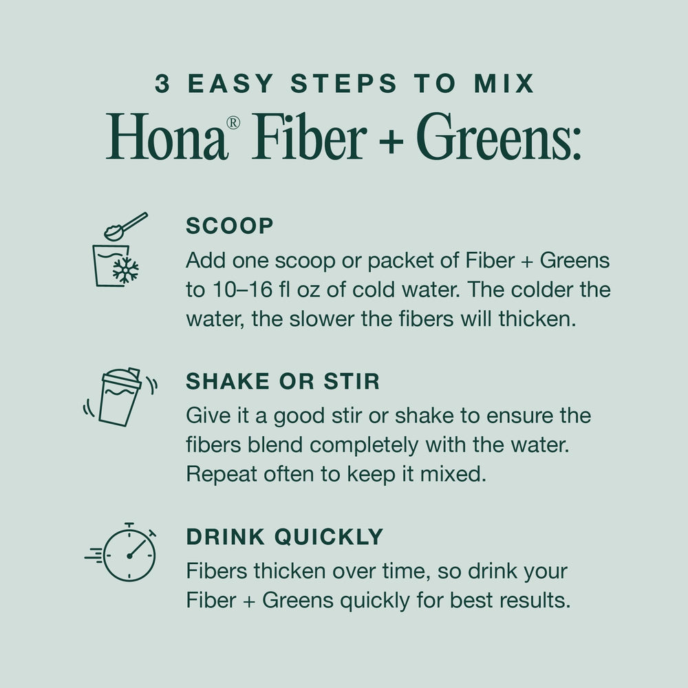 Hona Fiber + Greens healthy-lifestyle shot highlights clean nutrition