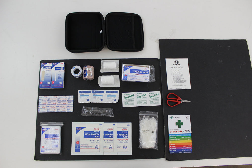 Honda first aid kit emergency blanket adds warmth in emergencies.