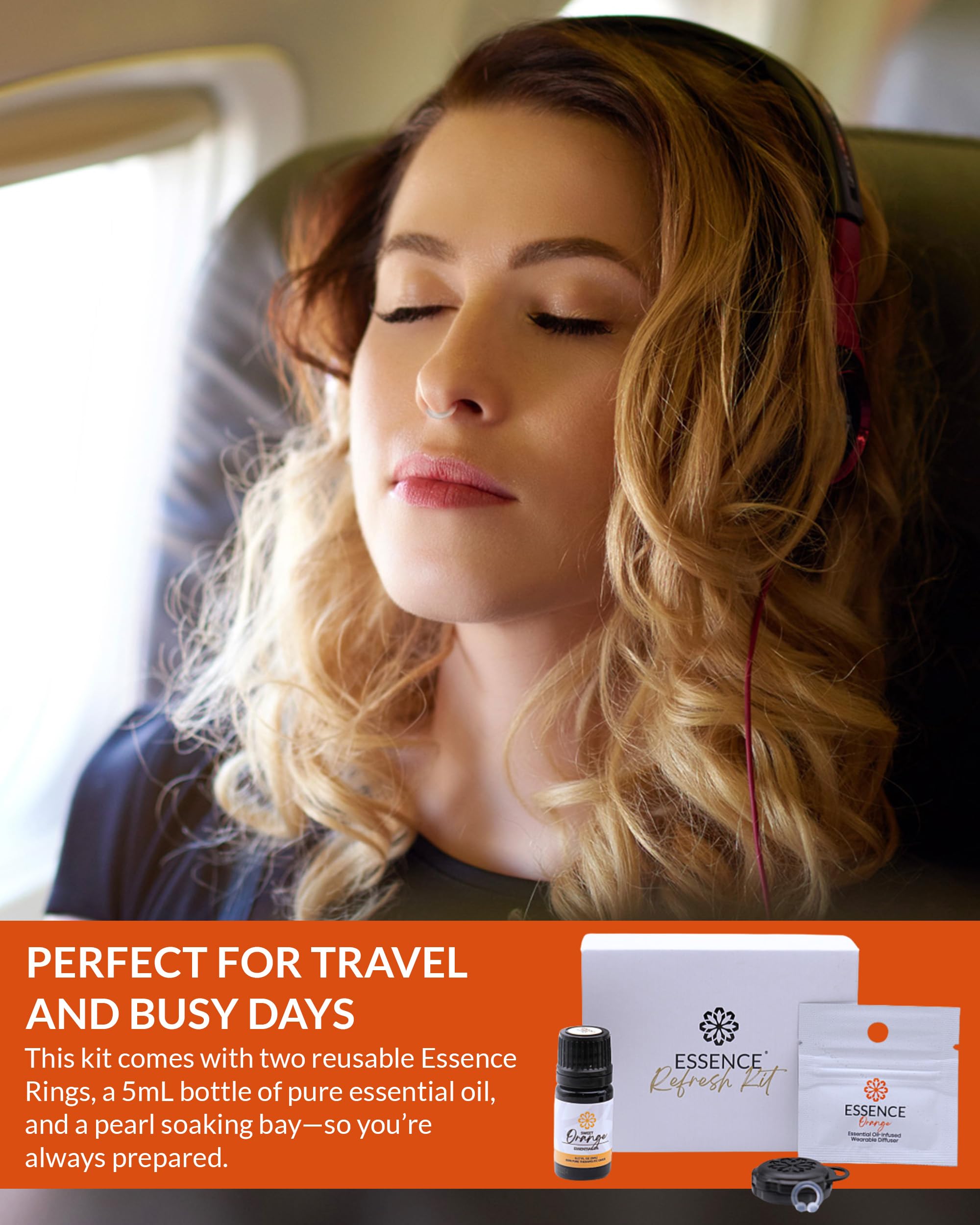 HONÉ Essence clip-on diffuser on ear demonstrating discreet wearable use.