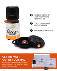 HONÉ Essence refresh kit view highlighting two rings and oil bottle.