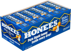 Honees drops highlighting gluten-free and non-GMO formula with natural ingredients.