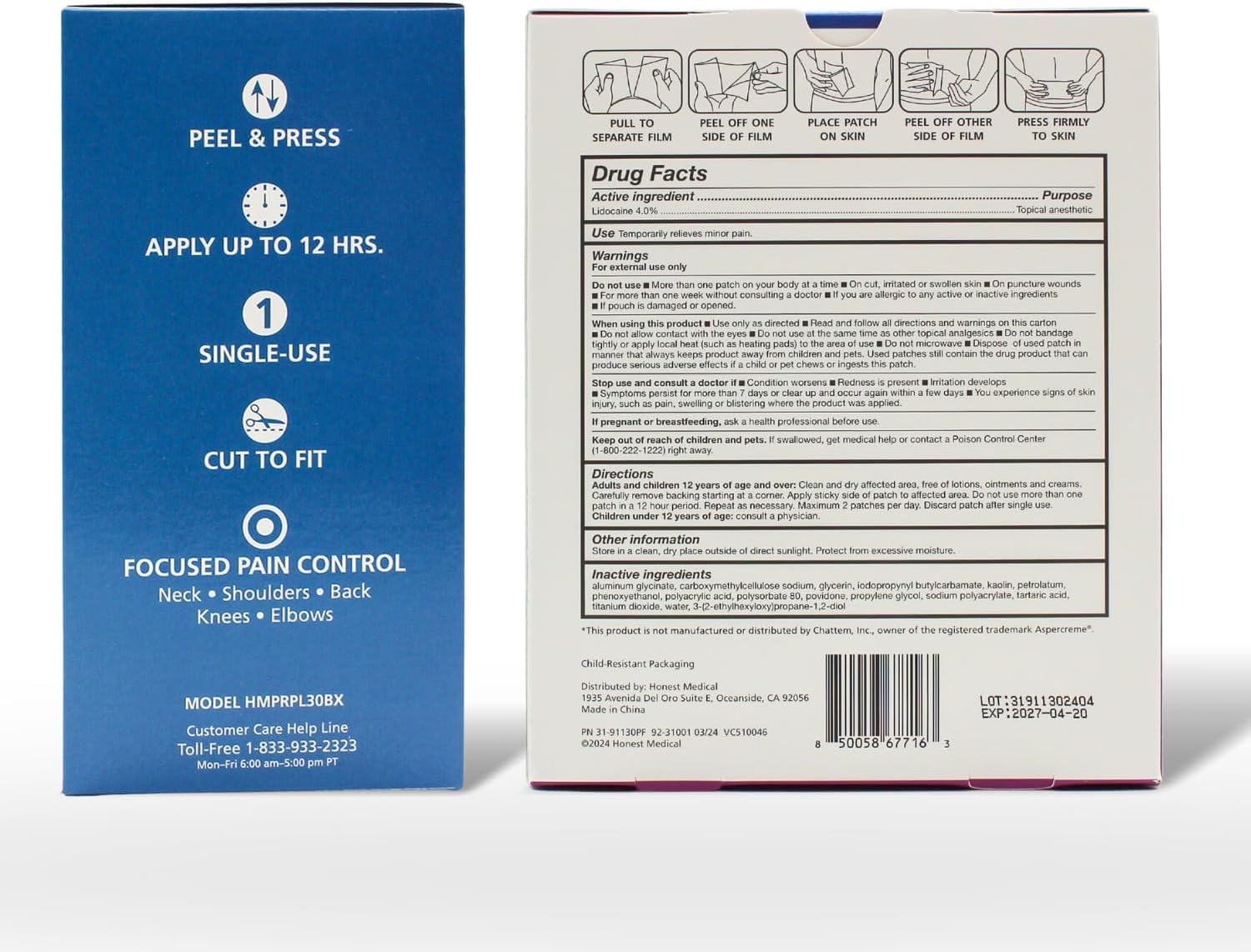 HONESTMED patch cut-to-fit for customizable coverage
