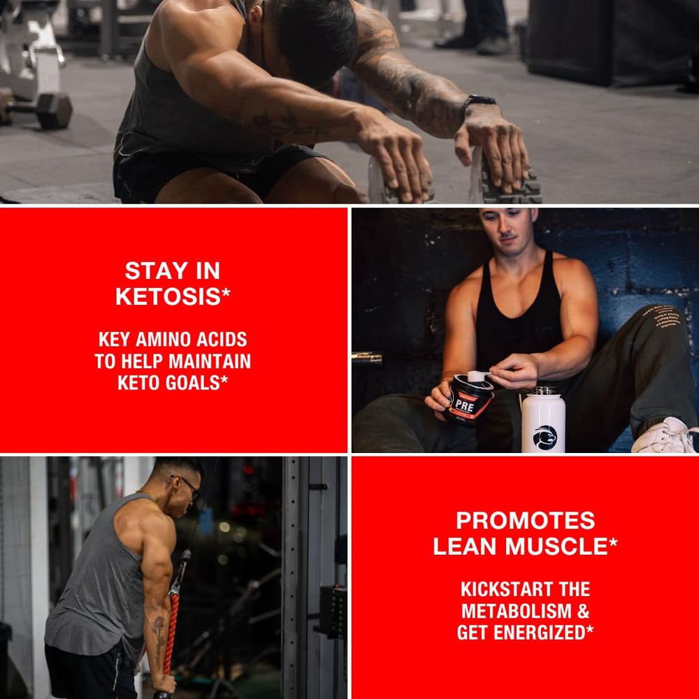 Honey Badger pre workout powder label close-up features natural ingredients.
