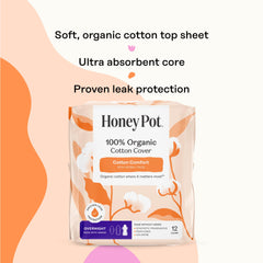 Clinically tested The Honey Pot feminine care pad emphasizing gentle care