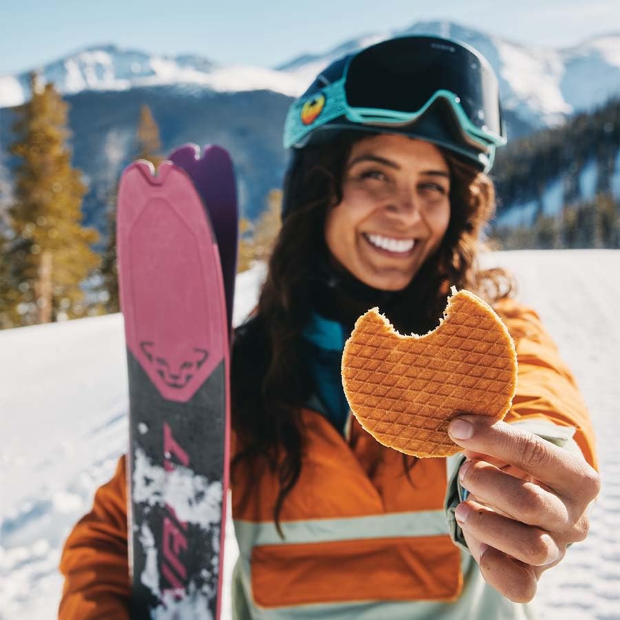 Athlete enjoying Honey Stinger waffle during training