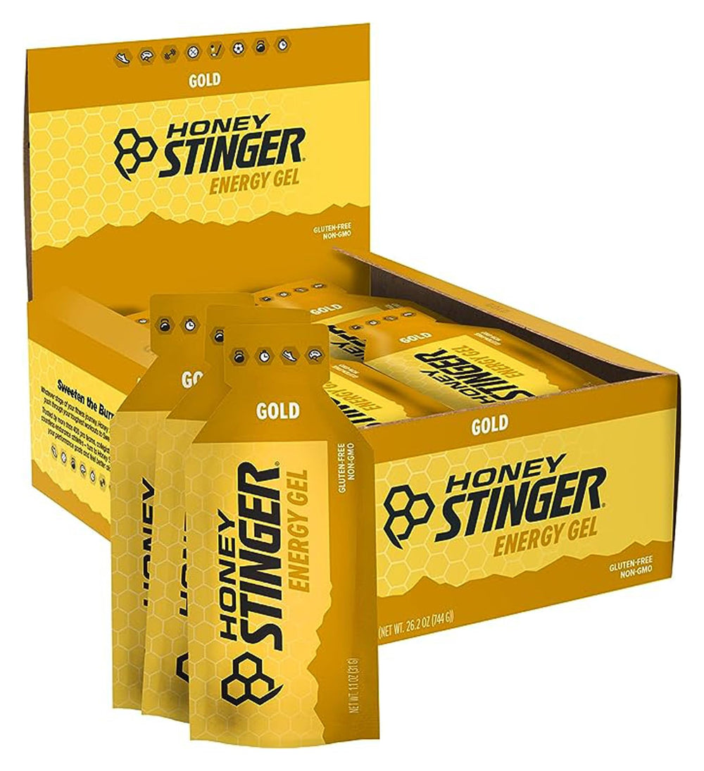 Honey Stinger Gold Energy Gel packaging for portable workout fueling.