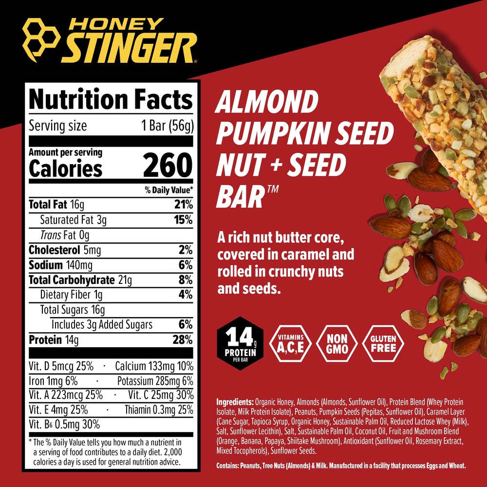 Honey Stinger Nut and Seed Bar closeup nuts seeds supports muscle repair during training