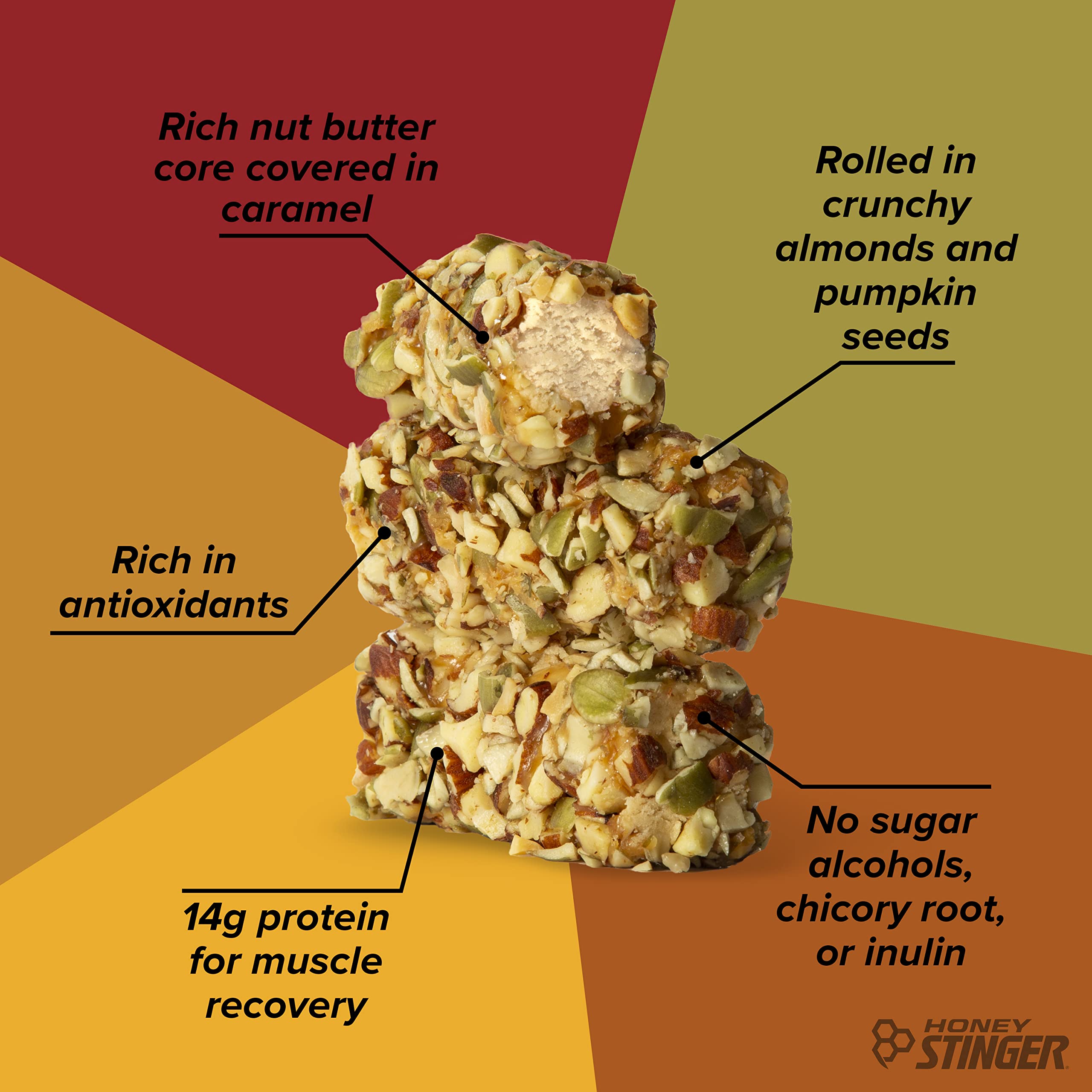 Honey Stinger Nut and Seed Bar texture caramel nut crunch delivers satisfying energy bite