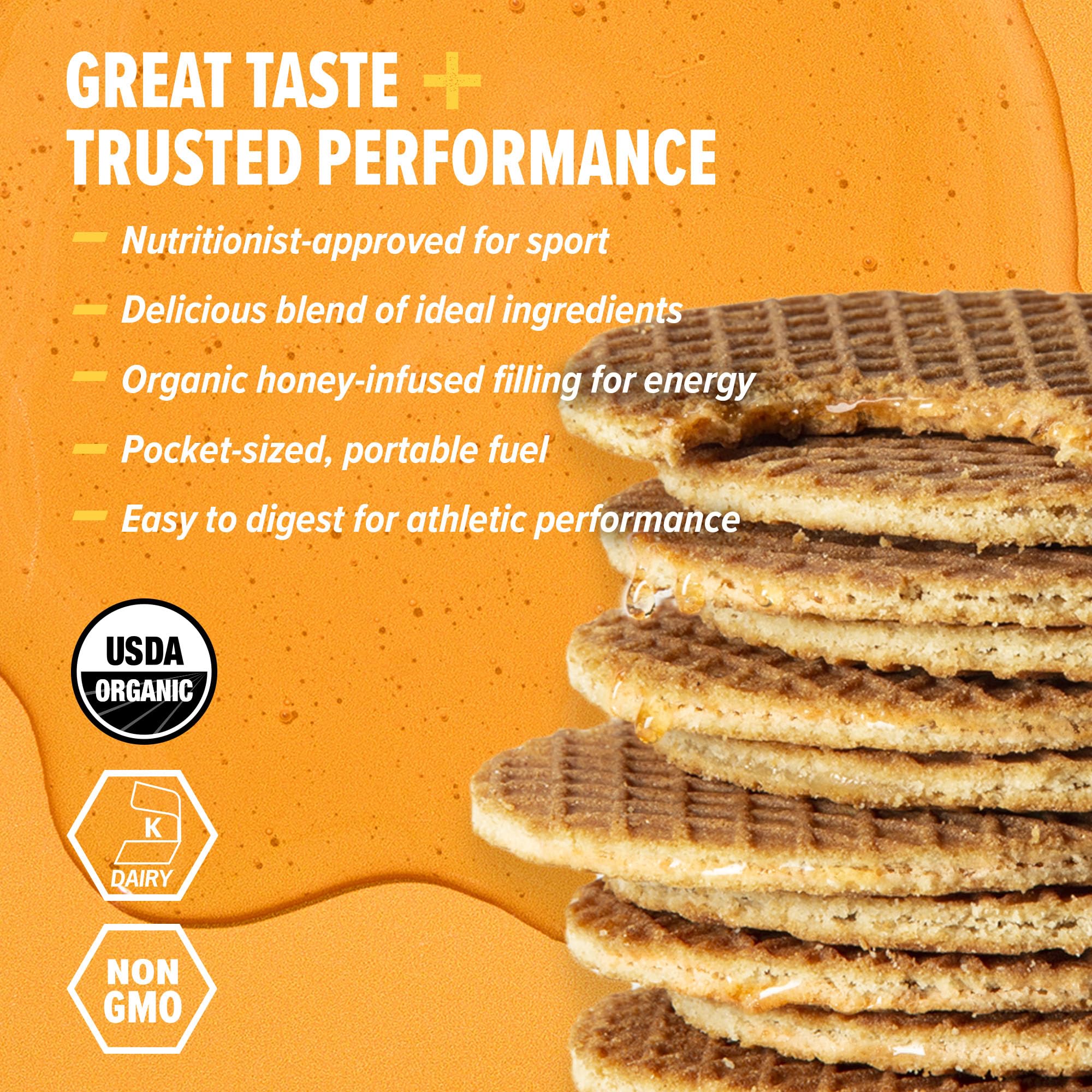 Honey Stinger Organic Energy Waffle honey flavor close-up highlighting natural sweetness