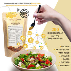 Honey Treat bee pollen granules spoon serve easy portioning for breakfast bowls.