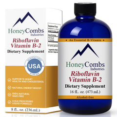 HoneyCombs Vitamin B2 Drops bottle shows pure liquid for digestion support