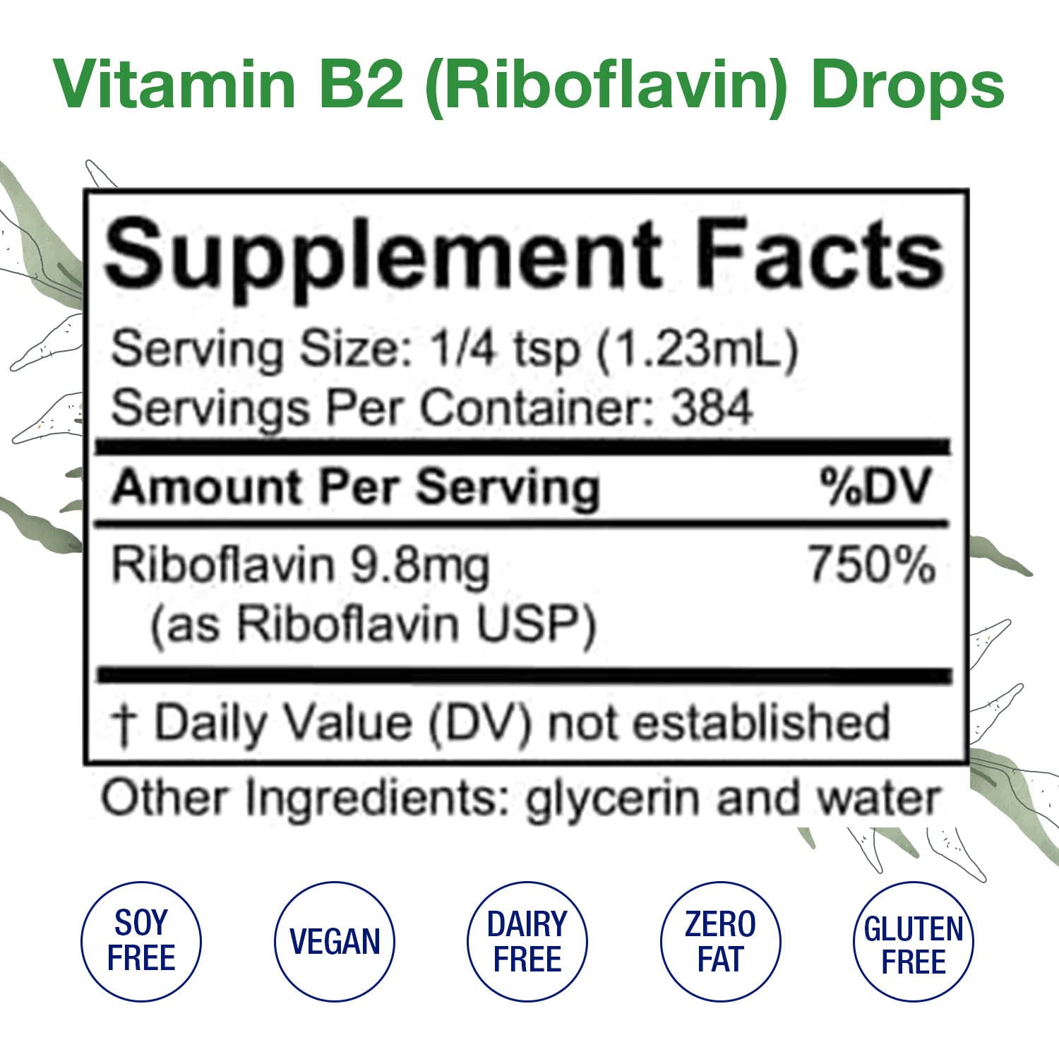 HoneyCombs Vitamin B2 Drops close-up label communicates pure ingredients for a gluten-conscious routine