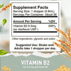 HoneyCombs Liquid Vitamin B2 Drops on dosing spoon for flexible dosing.