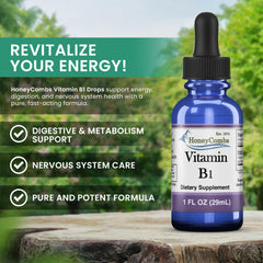HoneyCombs Vitamin B1 drops pour shows quick absorption for daily use.