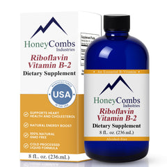 HoneyCombs Vitamin B2 Drops bottle showing vegan formula for daily wellness