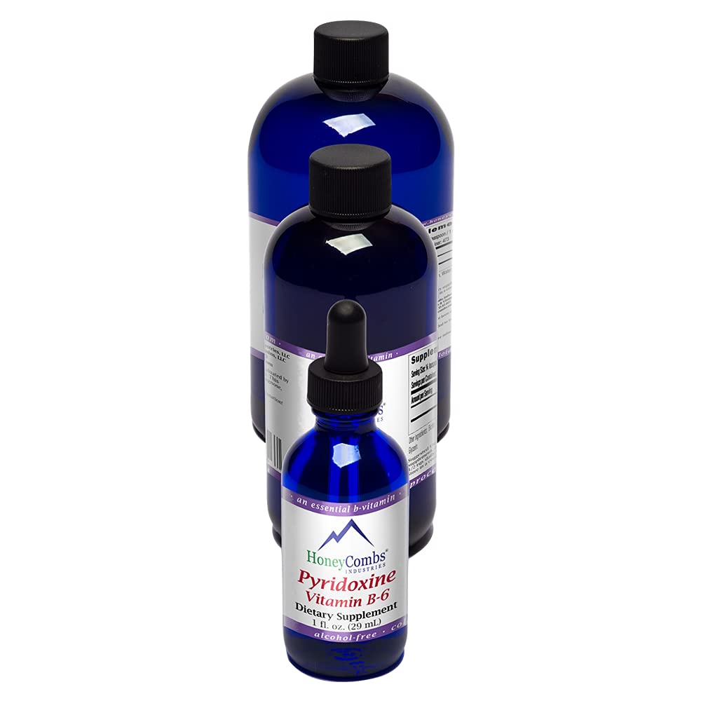 HoneyCombs Vitamin B6 Drops bottle showcases a pure, alcohol-free supplement for daily energy support.