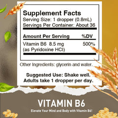 HoneyCombs Vitamin B6 Drops label close-up confirms USA-made quality.