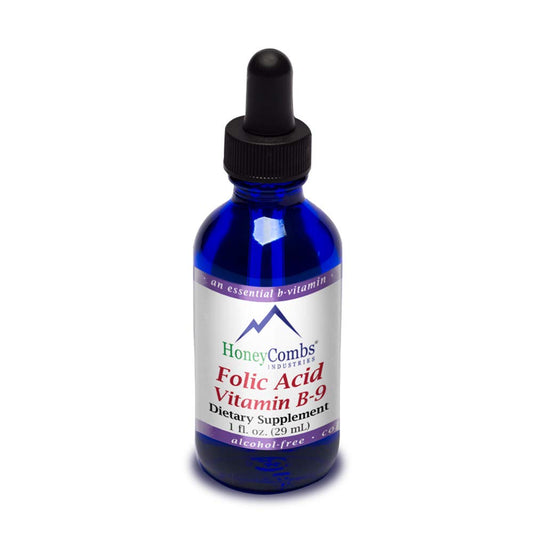 HoneyCombs Vitamin B9 Liquid Drops bottle for easy daily wellness support