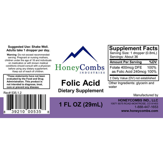 HoneyCombs Vitamin B9 Liquid Drops pour action showing quick absorption