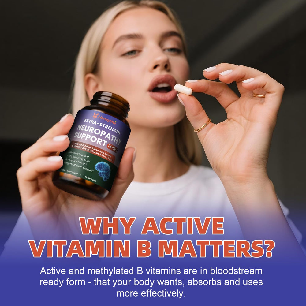 Honeylitte Lion’s mane Gotu Kola blend visual emphasizing nerve signaling and circulation benefits